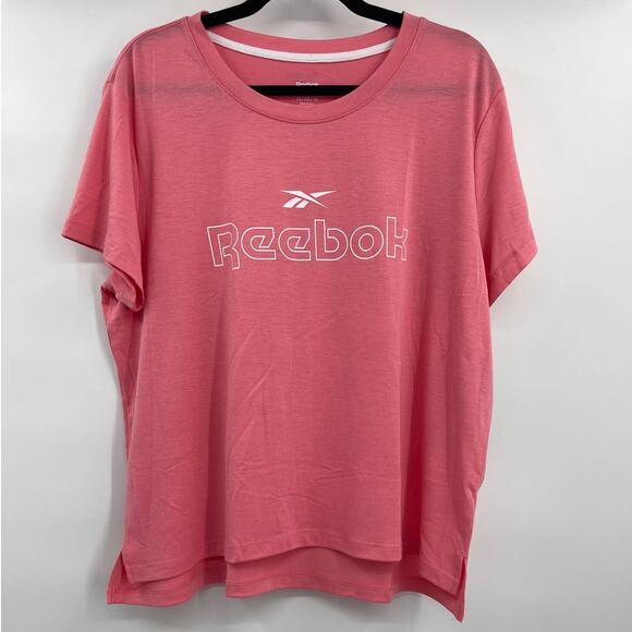 Reebok Logo Strawberry Pink Basic Tee Shirt Top NEW XL - Picture 1 of 7